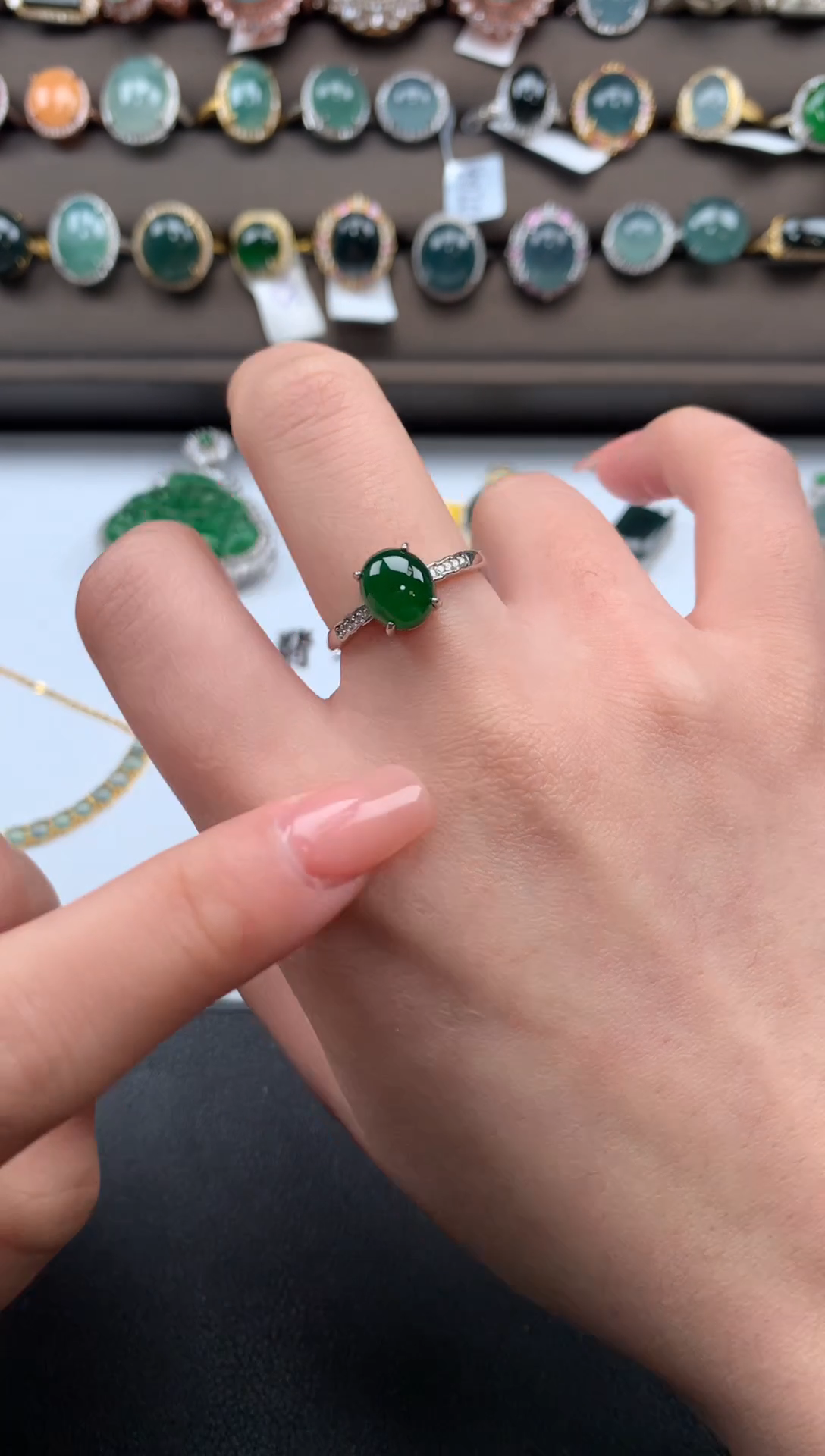 【闪购商品】翡翠戒指银S925镶嵌51241