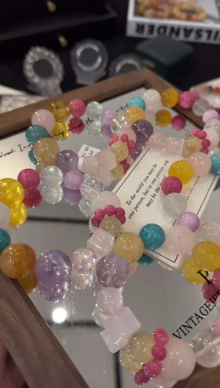 未镶嵌手链水晶彩虹多巴胺x3169