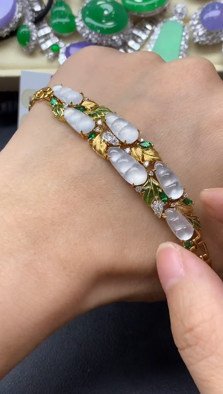 18K金镶嵌手链翡翠877-中国好珍宝