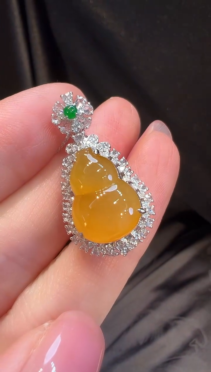 吊坠(不含链)18K金镶嵌翡翠L6