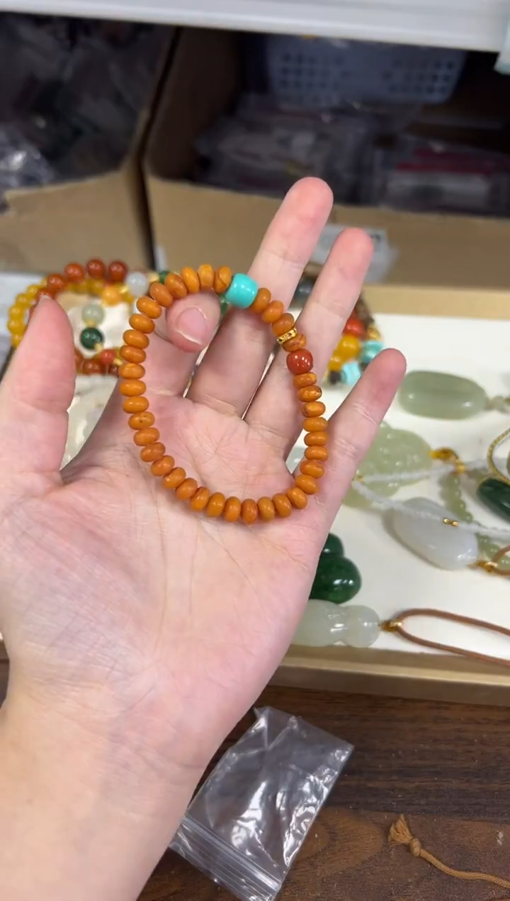 手链蜜蜡未镶嵌老蜜蜡算盘珠配件款手链[1853]