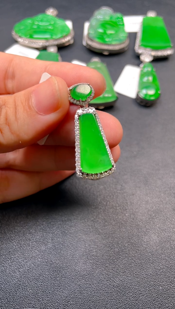 吊坠(不含链)银S925镶嵌翡翠吊坠