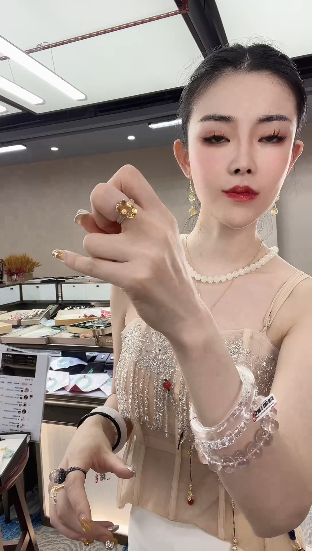 黄晶戒指银S925镶嵌黄水晶戒指高级切工
