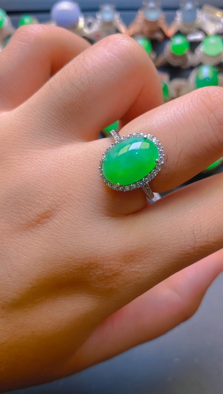 【闪购商品】翡翠耳饰银S925镶嵌天然A货翡翠1