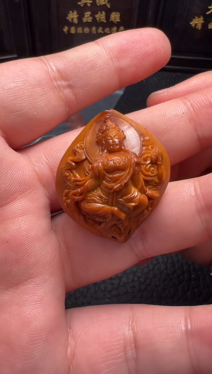 手串/手链橄榄核回血2.9双面浮雕观音单件