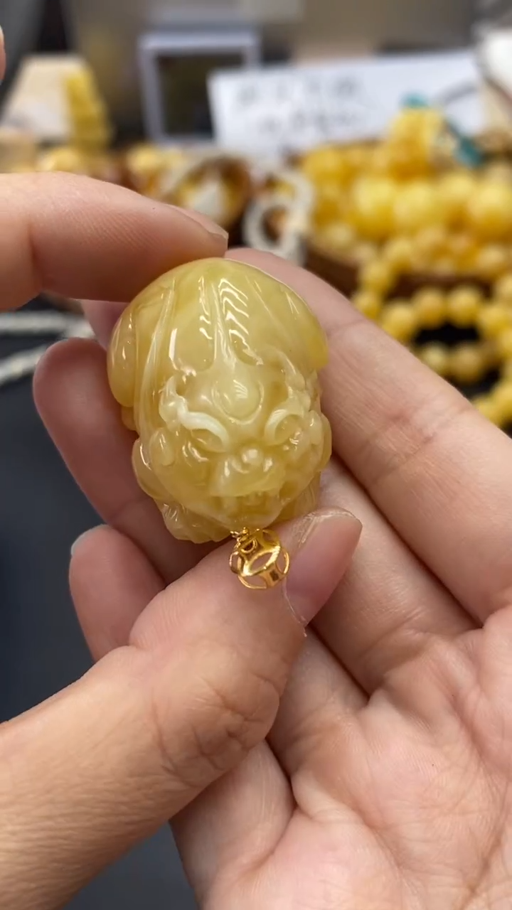 琥珀18K金镶嵌珠宝奇石花****跳2391