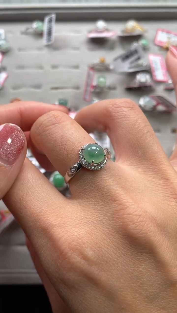 【闪购商品】翡翠戒指银S925镶嵌22222222     1