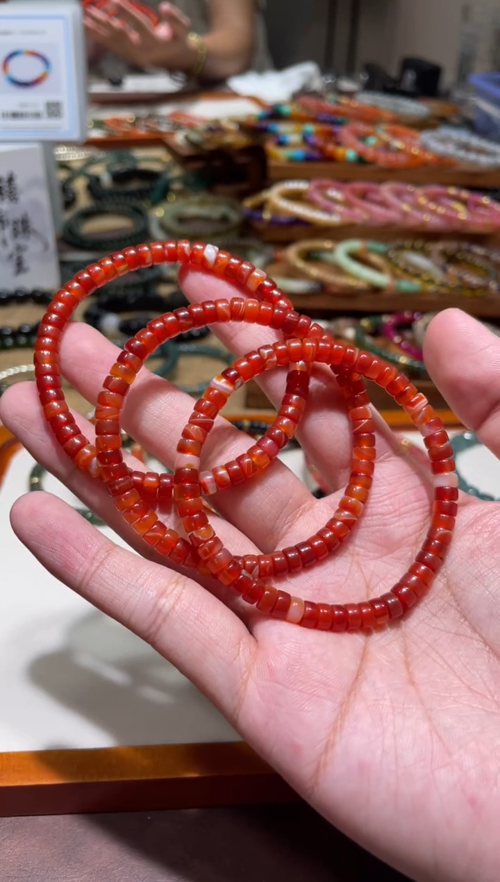 未镶嵌手串玛瑙/玉髓5.5mm三文鱼玛瑙手串