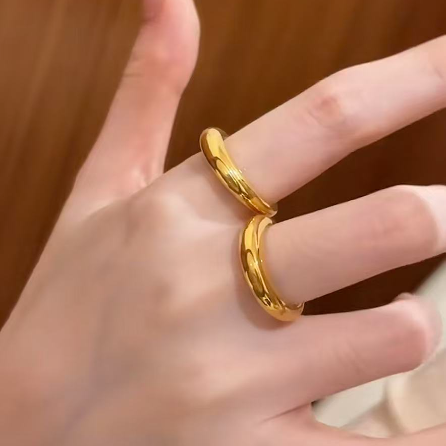 【老粉专享】足金999光面的泥鳅背戒指 大光面闭口戒指