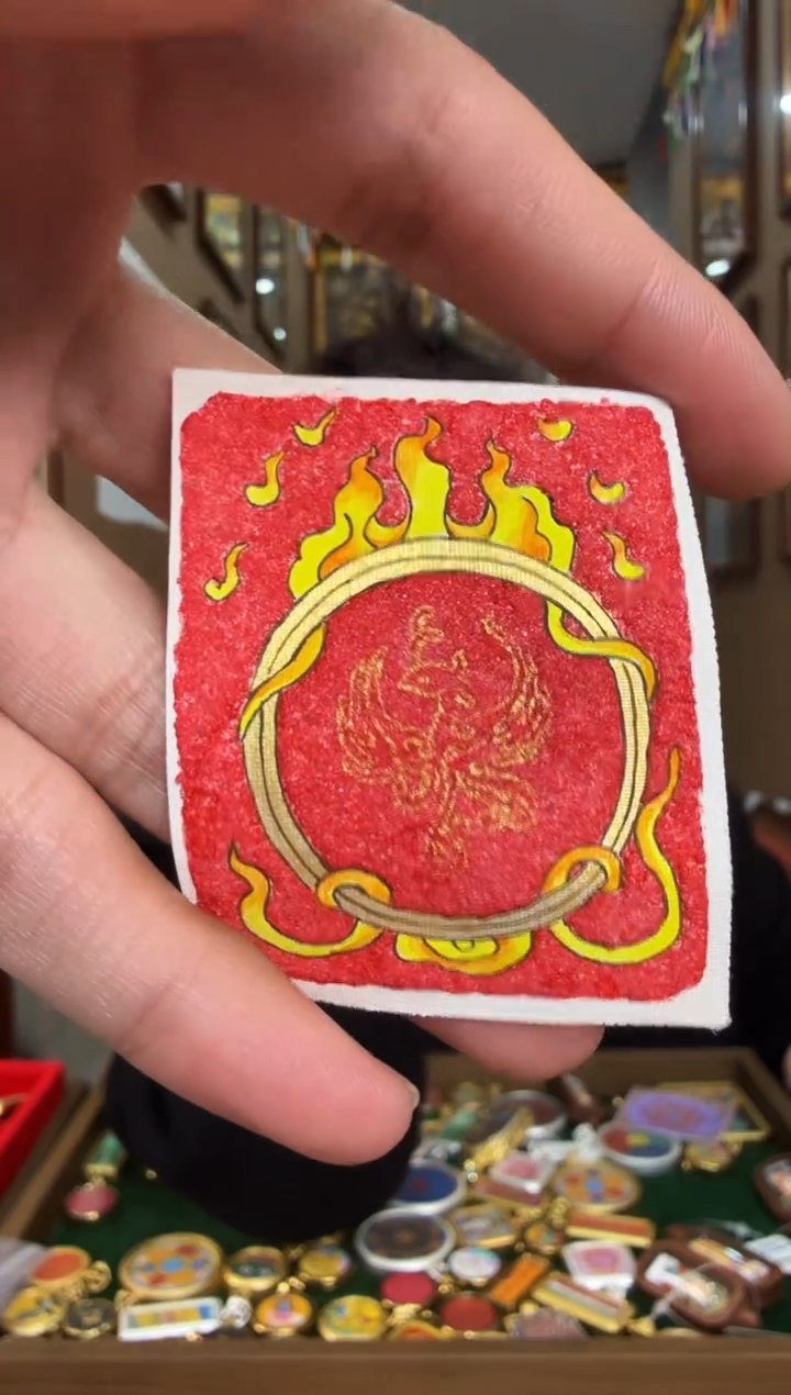 吊坠九紫离火-热贡纯手绘唐卡