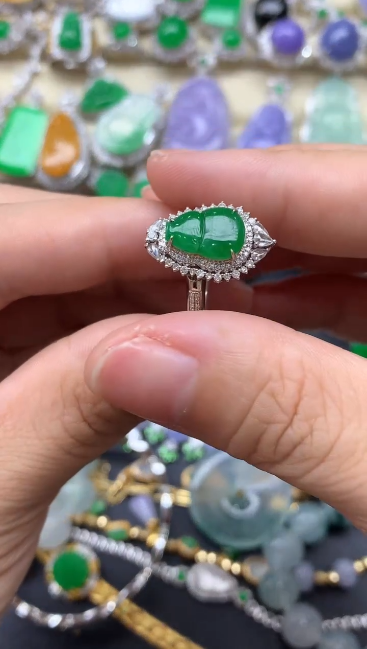 【闪购商品】翡翠戒指18K金镶嵌459-中国好珍宝