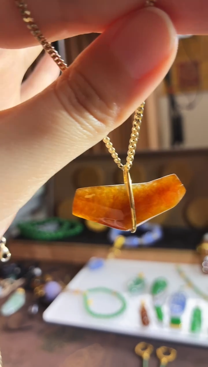 吊坠(不含链)18K金镶嵌翡翠吊坠