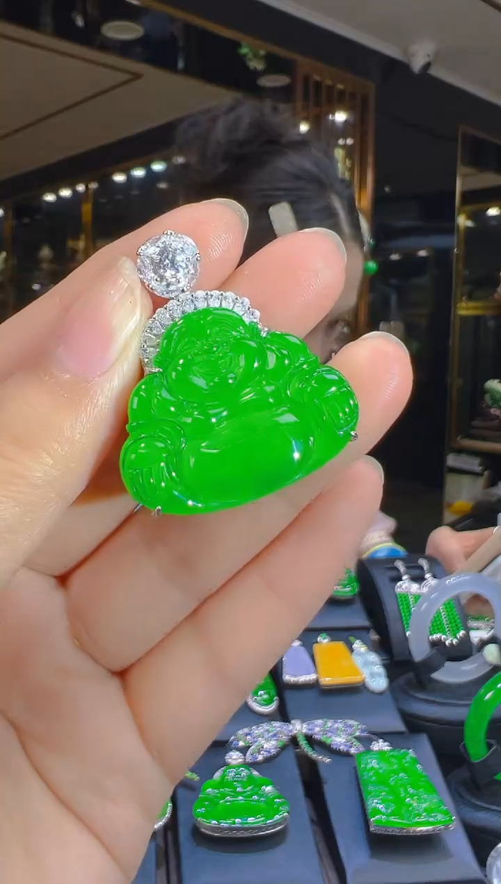 翡翠银S925镶嵌吊坠(赠链)005（多样性发其一）