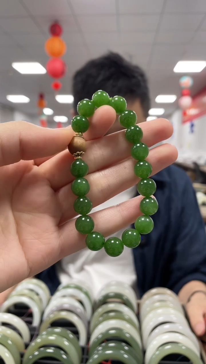 手链未镶嵌和田玉碧玉卡10手串一条