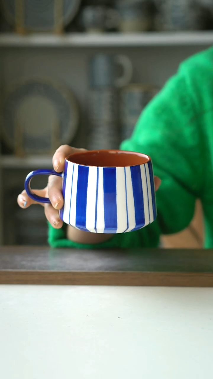 陶"出意大利ROSE TULIPAIN画釉晴蓝咖啡杯240ml @4-2@微瑕