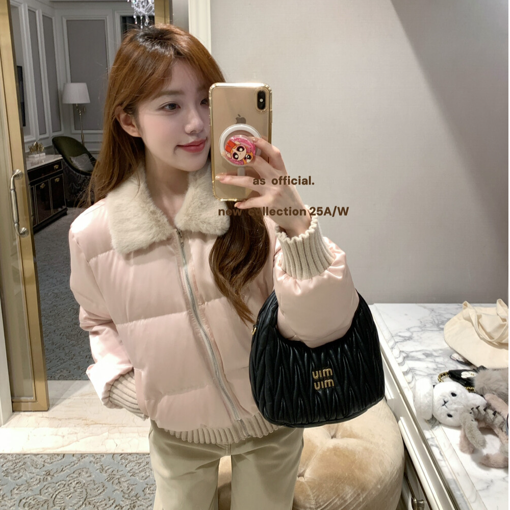 【Hllm专属】冬日小暖包火出圈貌美又贵气毛毛翻领百搭羽绒服26010