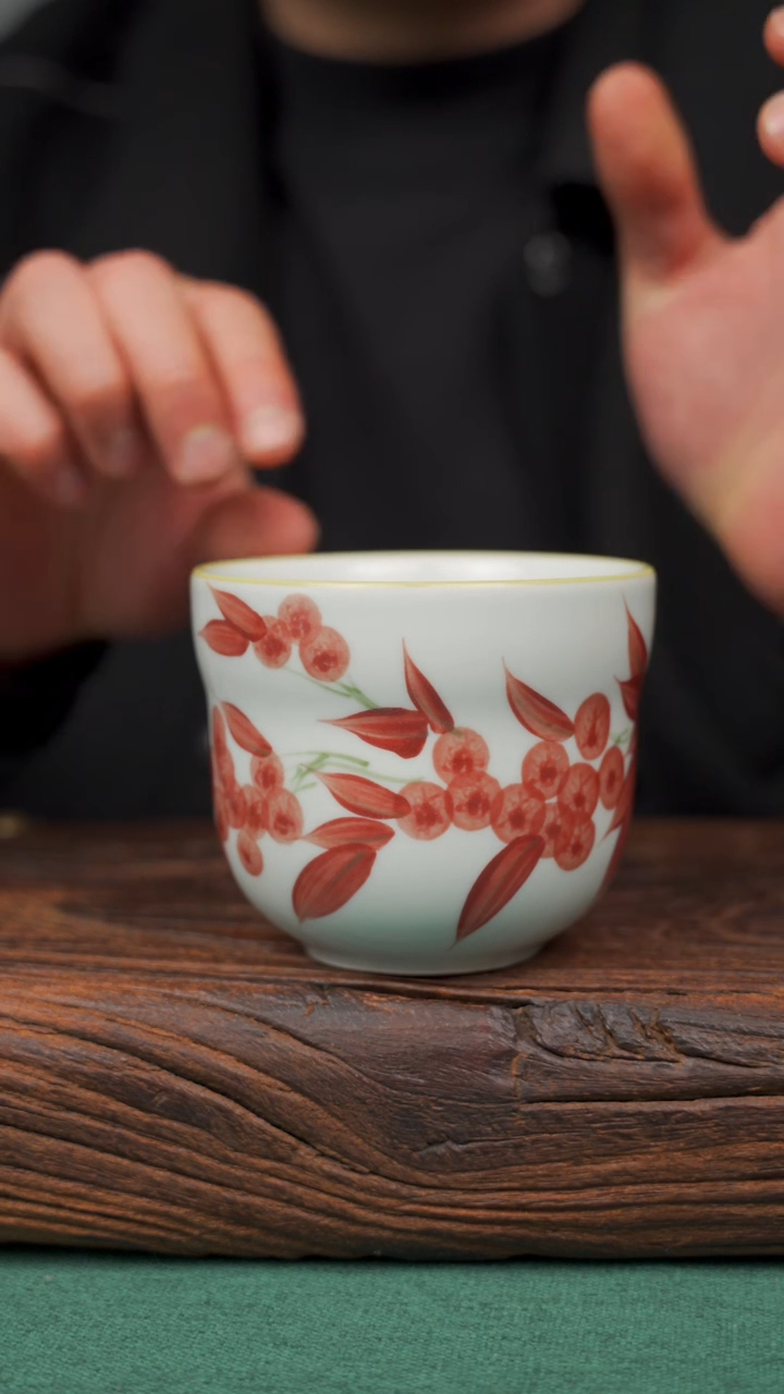 【闪购商品】瓷片84寻一缕瓷香杯釉下手工手绘瓷器