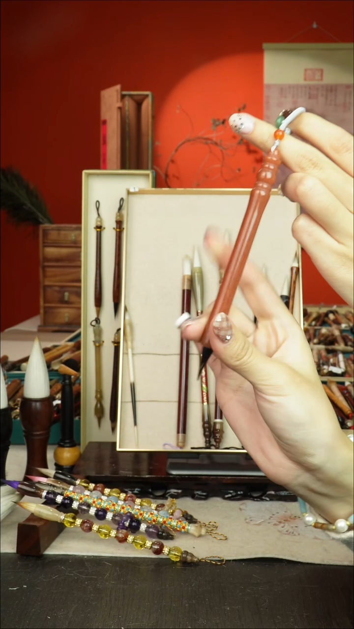 157号闪孤品高货毛笔链接 清水试笔 蘸墨不退