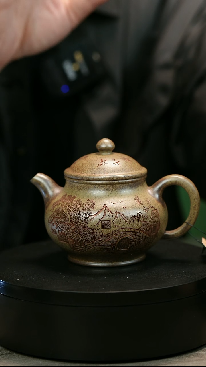 茶壶紫砂秋****(H2213李琴刻绘江南潘壶