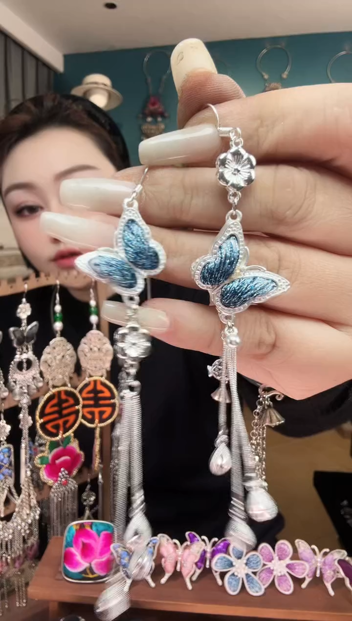 刺绣纯手工民族风刺绣耳环