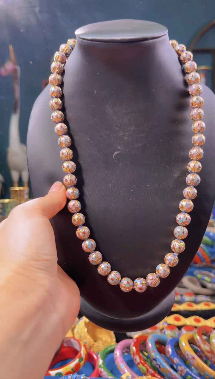 【闪购商品】非遗首饰 景泰蓝金地瓜棱1.0项链