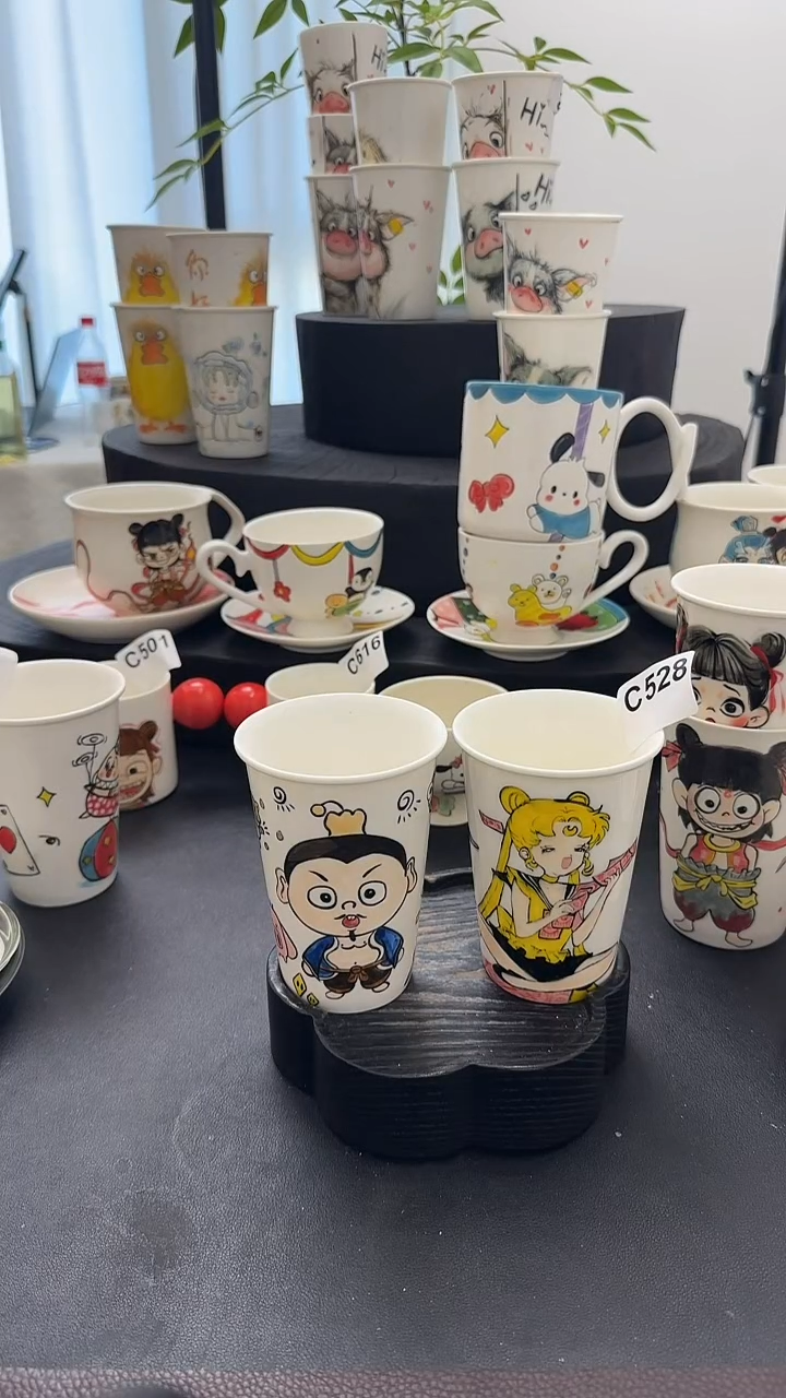 纯手工黄***纸纯手工绘制陶瓷杯