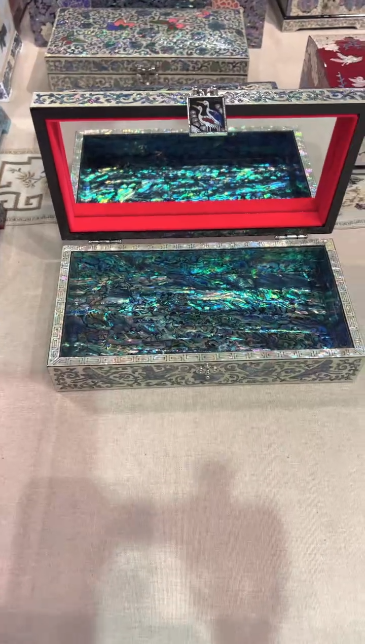 【闪购商品】样品 仙鹤黑金鲍底 弘贝雅螺钿漆器文化馆