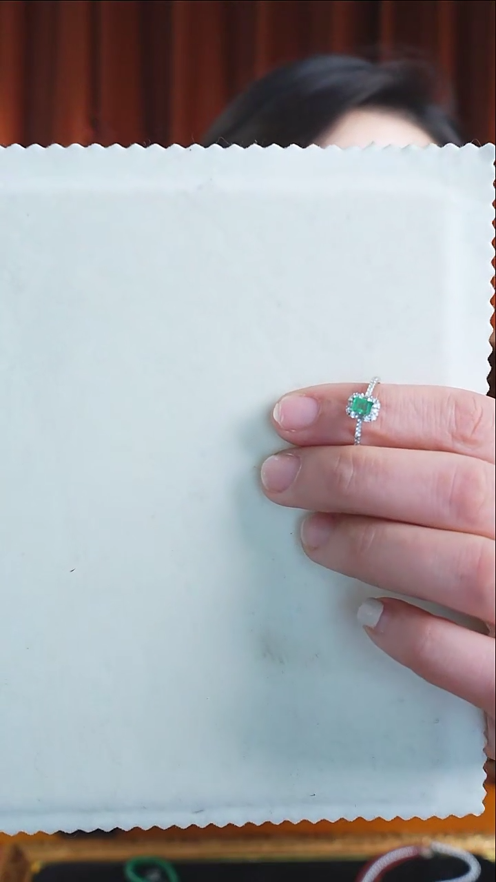 【闪购商品】祖母绿戒指银S925镶嵌aj4213戒指