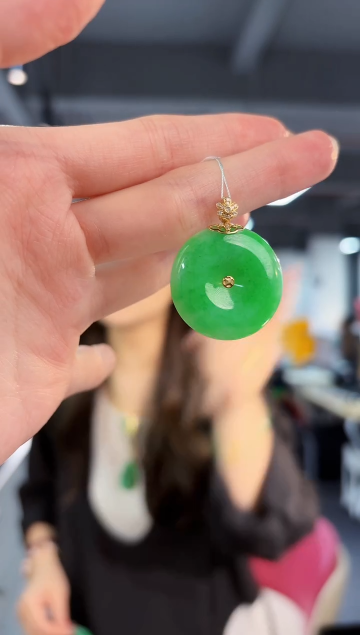 【闪购商品】翡翠颈饰18K金镶嵌缅料A货/支持复检/一件