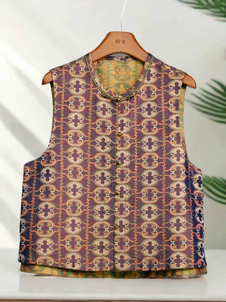 【双飞化蝶】张和才蜀锦马甲 带钢印满分桑蚕丝面料背心