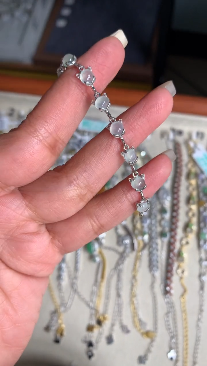 银S925镶嵌戒指翡翠手链