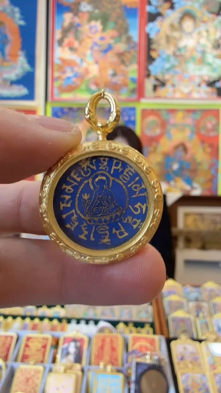 吊坠药师心咒纯手绘唐卡-拉萨直发