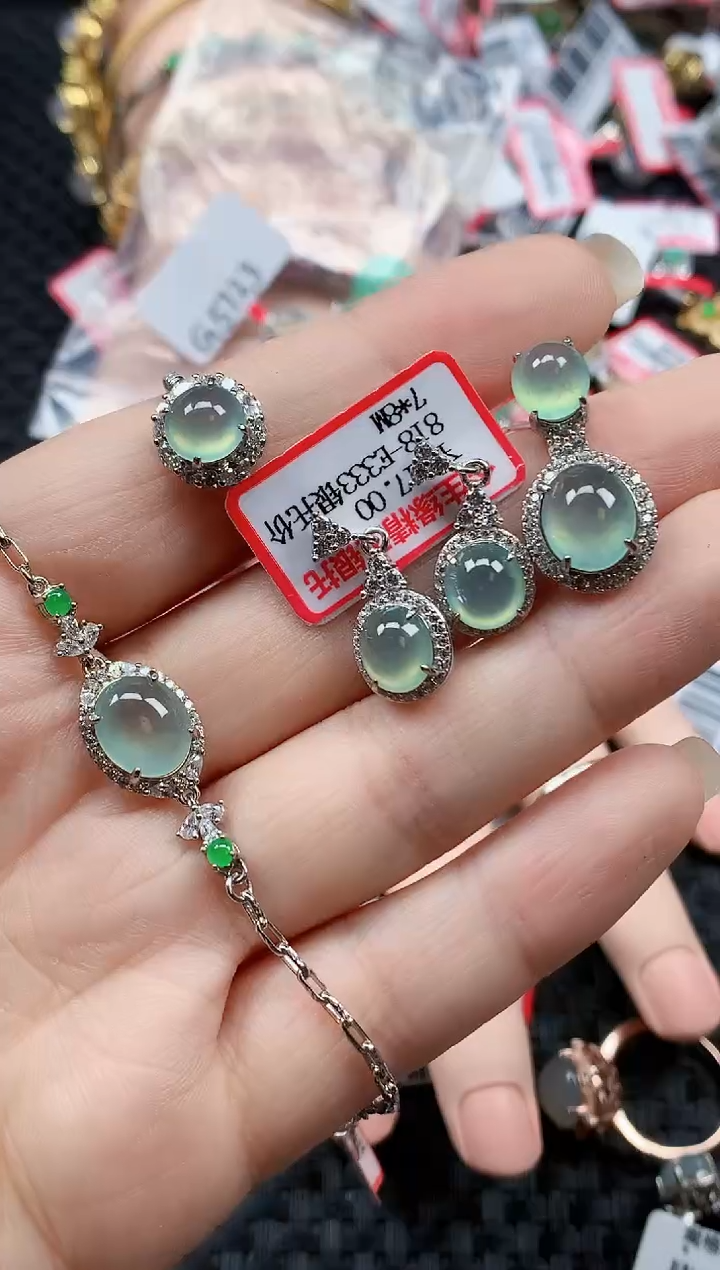 银S925镶嵌戒指翡翠天然A货缅甸翡翠