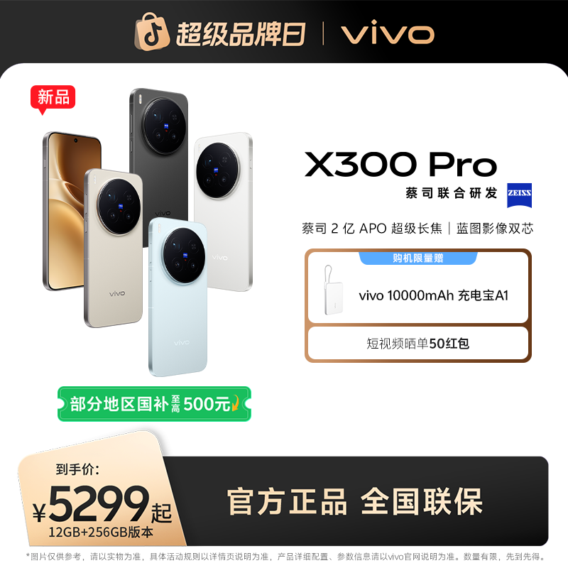 【消费券】vivo X300 Pro 5G智能手机蔡司2亿APO超级长焦 GZ