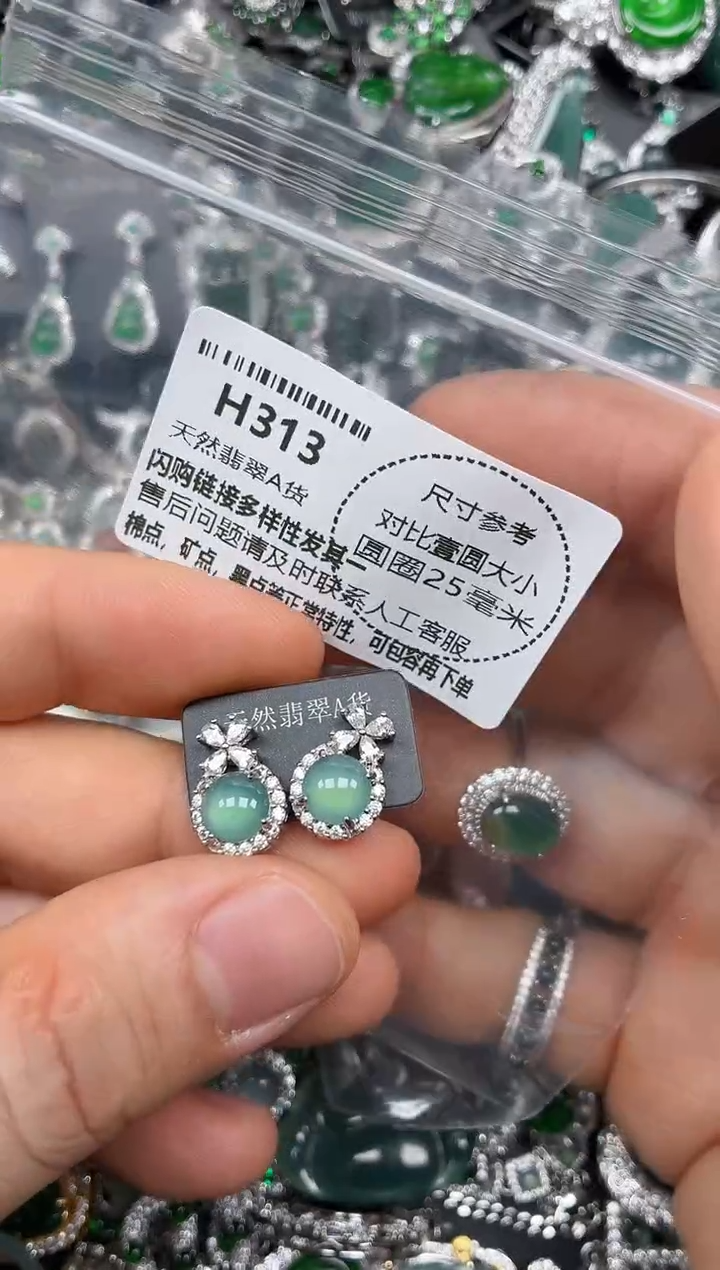 颈饰未镶嵌翡翠H313耳钉