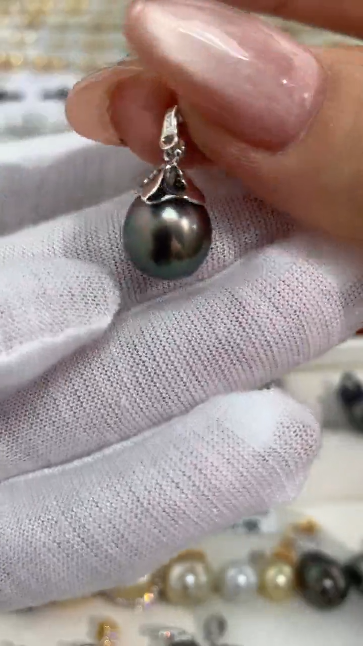 银S925镶嵌海水珍珠吊坠(不含链)吊坠