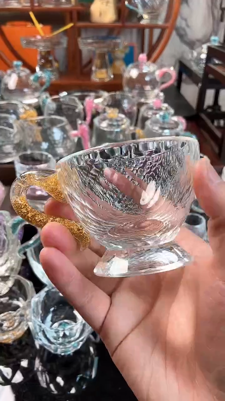 【闪购商品】玺宴新款水晶高底咖啡杯金箔