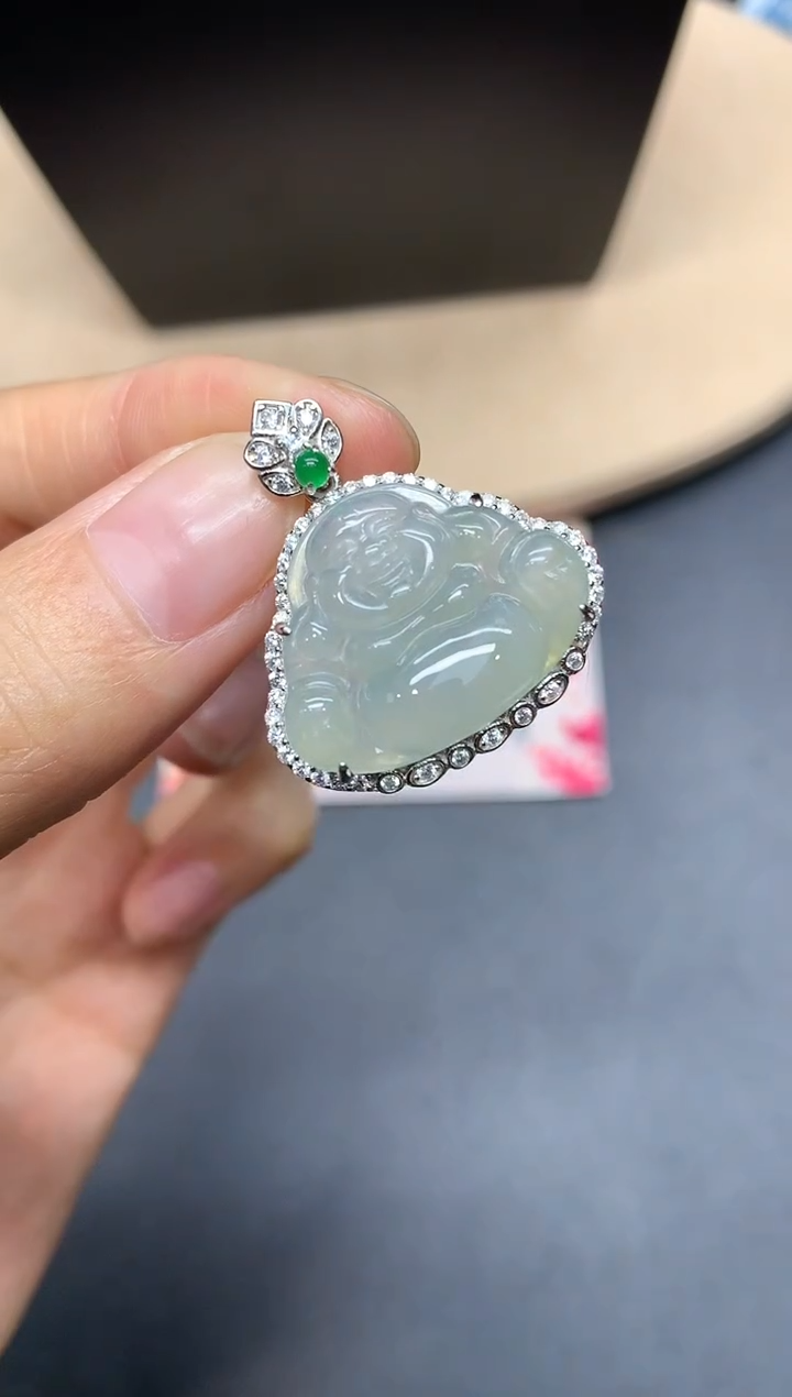 【闪购商品】翡翠吊坠(不含链)银S925镶嵌佛公【多样性发其一】