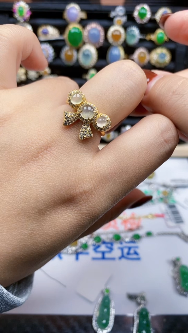 银S925镶嵌戒指翡翠265