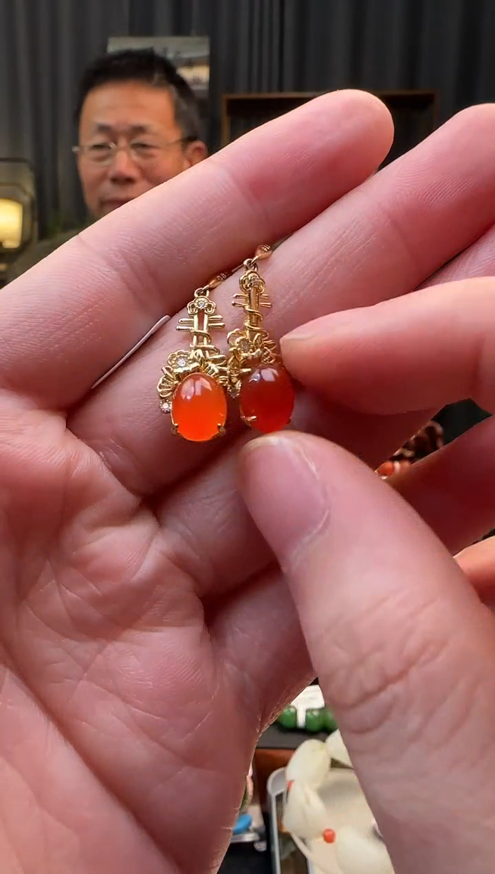 吊坠(不含链)合金南红玛瑙耳坠