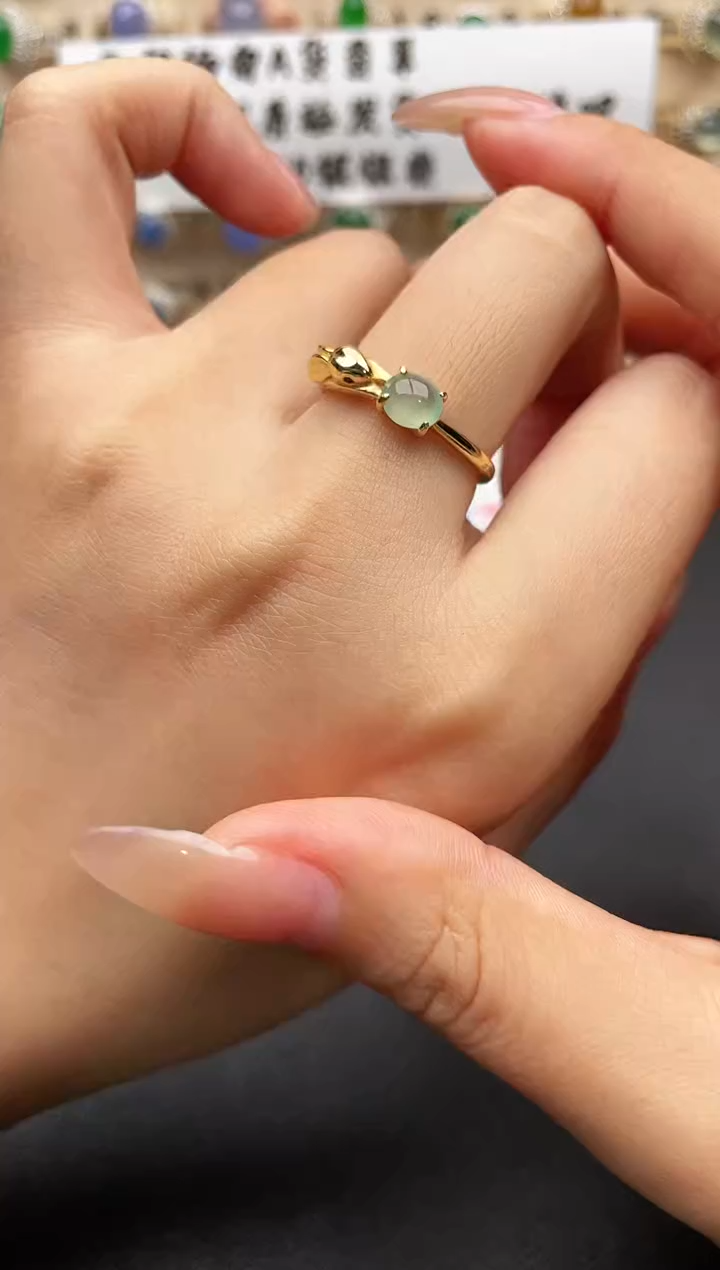 银S925镶嵌戒指翡翠一物一证一礼盒