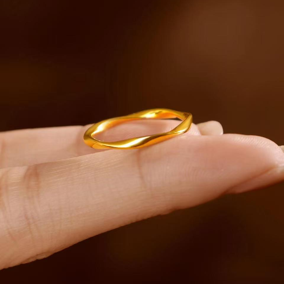 5D足金999 水贝莫比乌斯黄金戒指时尚简约精致送闺蜜对象女友