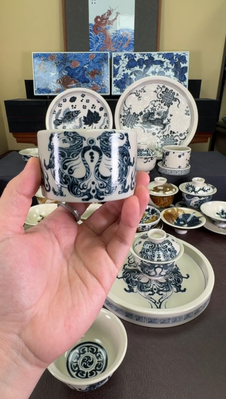 【闪购商品】二号釉虎符纹扳指杯