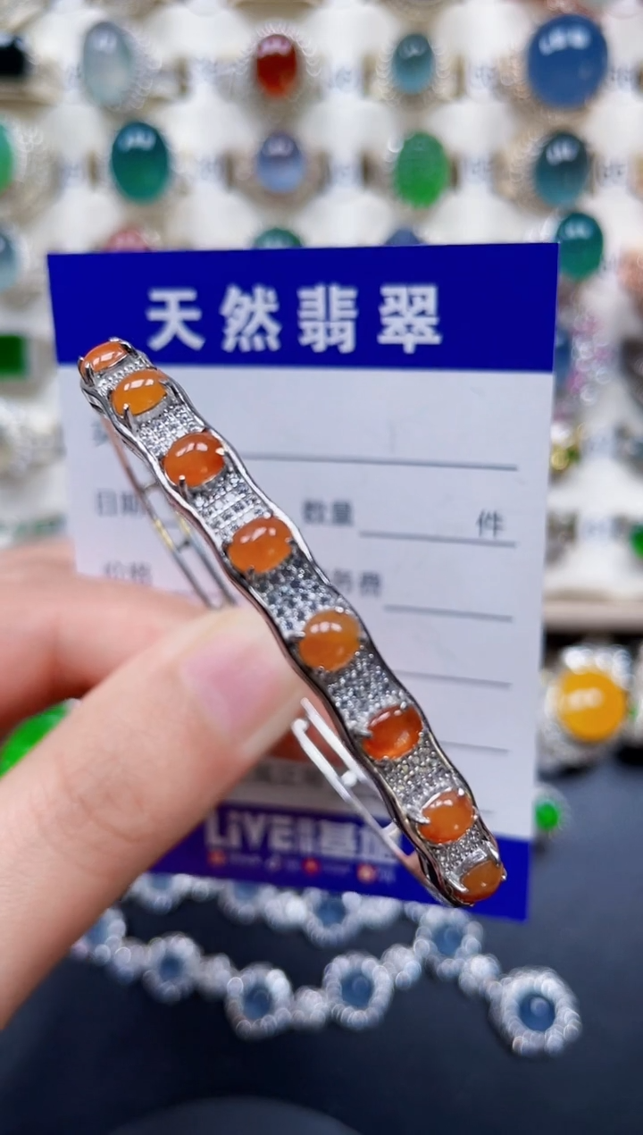 颈饰银S925镶嵌翡翠354