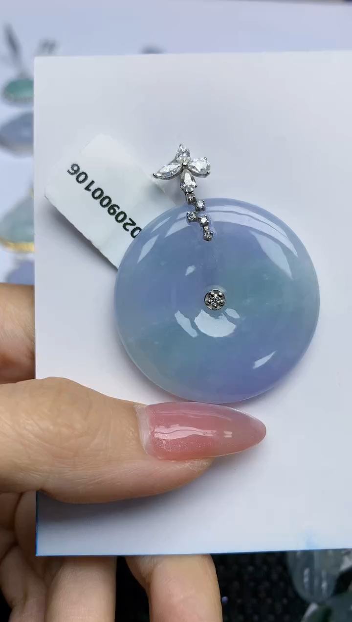 【闪购商品】翡翠挂件18K金镶嵌天然翡翠A货