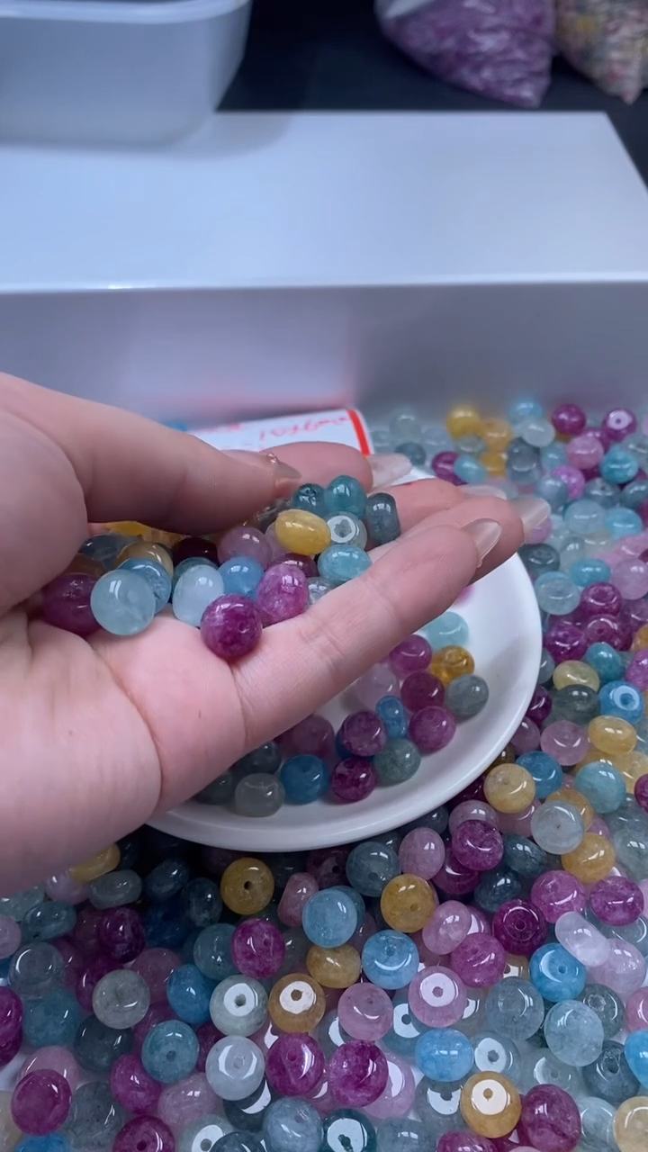 颈饰未镶嵌水晶w3345彩虹碧*玺算盘10*6mm*10颗