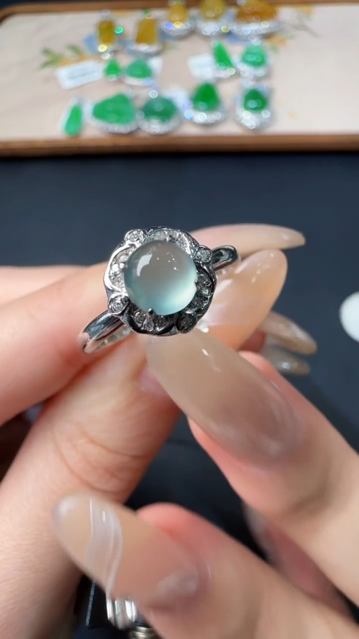 【闪购商品】翡翠戒指18K金镶嵌戒指8