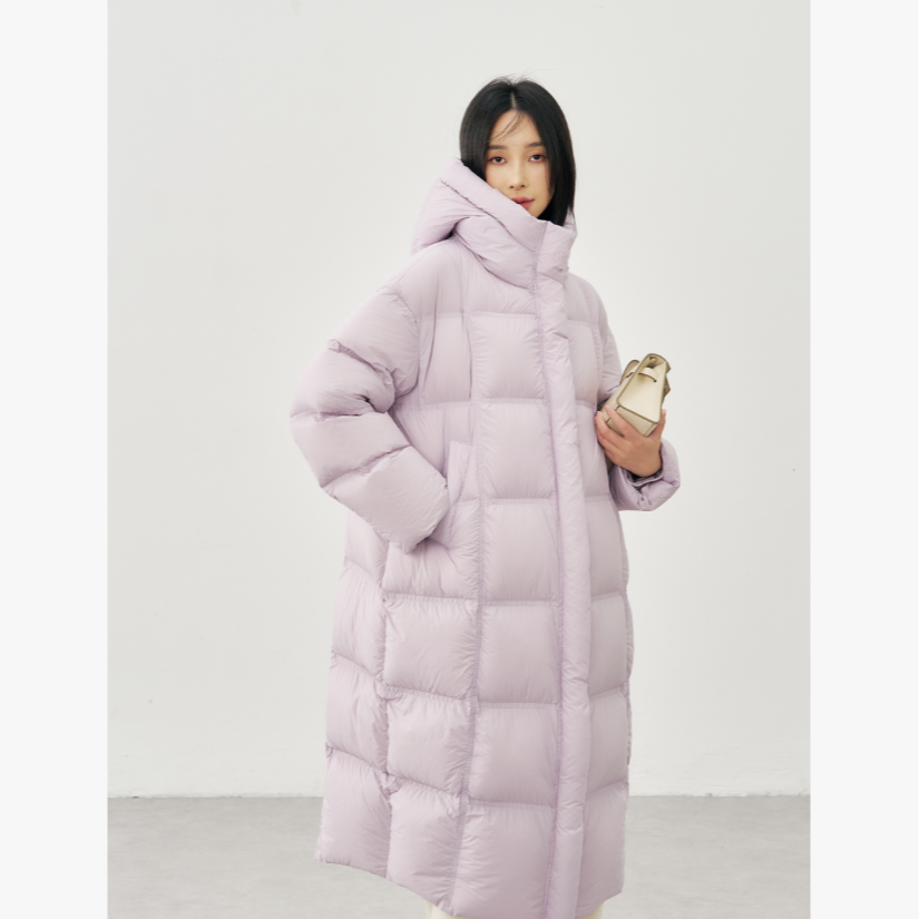 Z25款羽绒服女云感泡芙大被子保暖百搭过膝长款连帽828