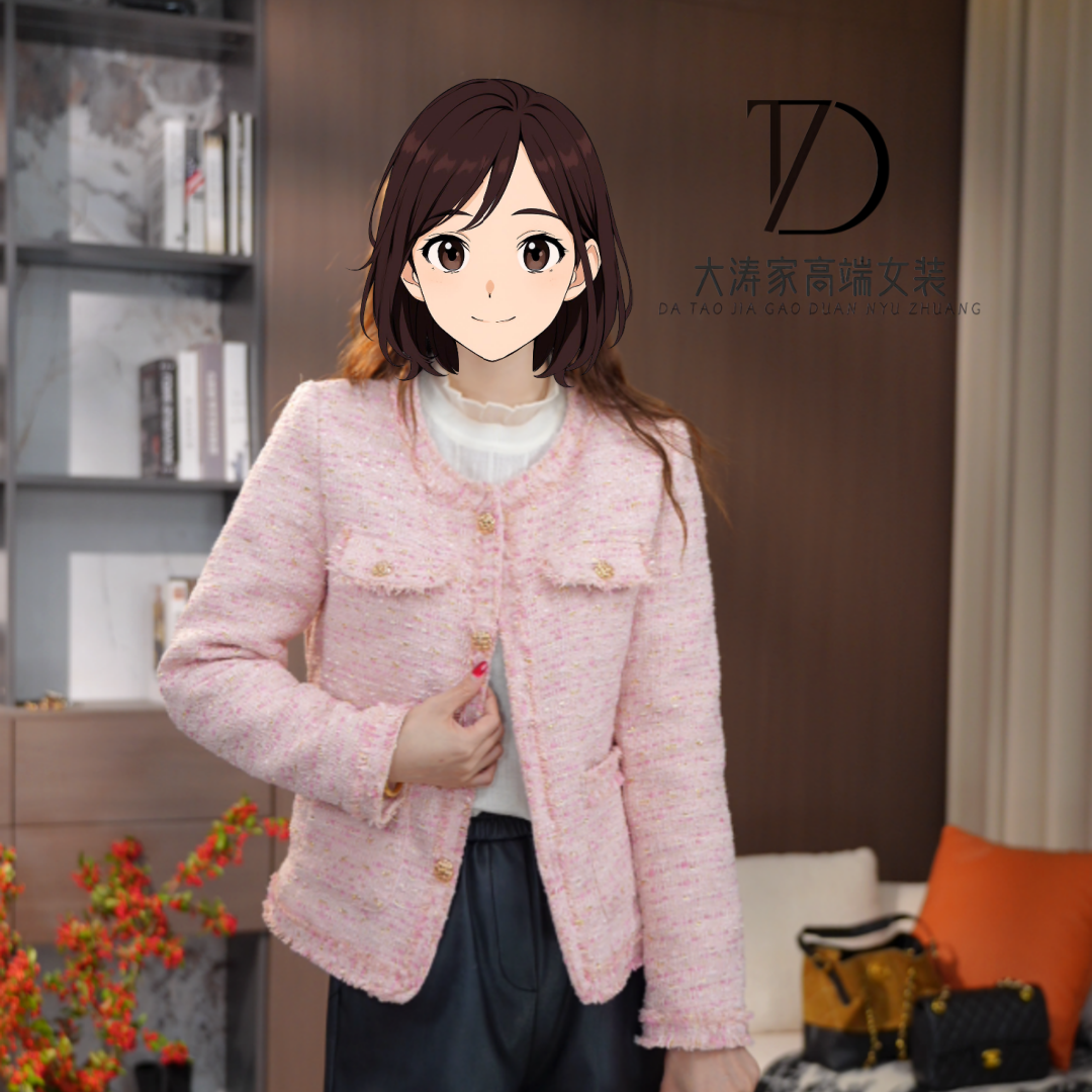 【大涛家—粉红女郎】2025冬加厚新款粉色精致名媛百搭小香风外套