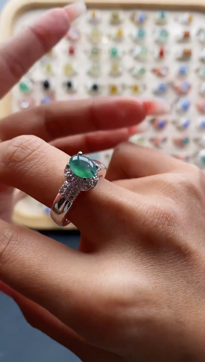 【闪购商品】翡翠戒指未镶嵌缅甸天然A货翡翠555 5+4